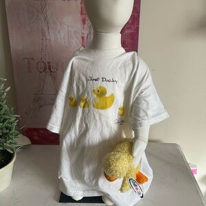 Just Ducky White Toddler T- Shirt with Duck Toy